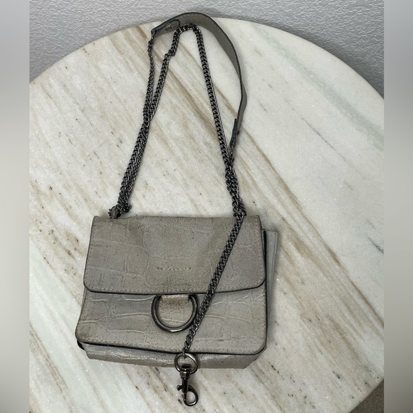 Borse en Pelle purse chain leather gray Made in Italyl - Picture 1 of 8